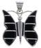 Genuine Sterling Silver Opal And Black Inlay Butterfly Pendant RS39285